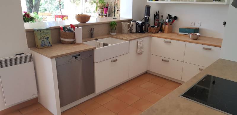 Rénovation/Modification cuisine existante en mélaminé blanc sur mesure 06 Alpes Maritimes