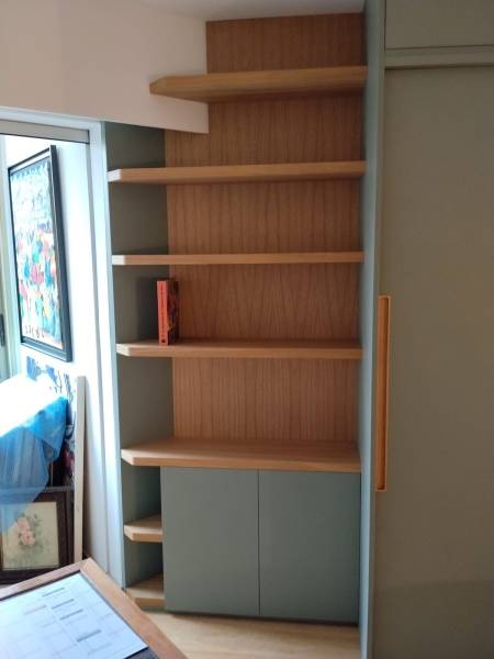 Ensemble bibliothèque sur mesure en placage chêne de fil dans les Alpes Maritimes 06