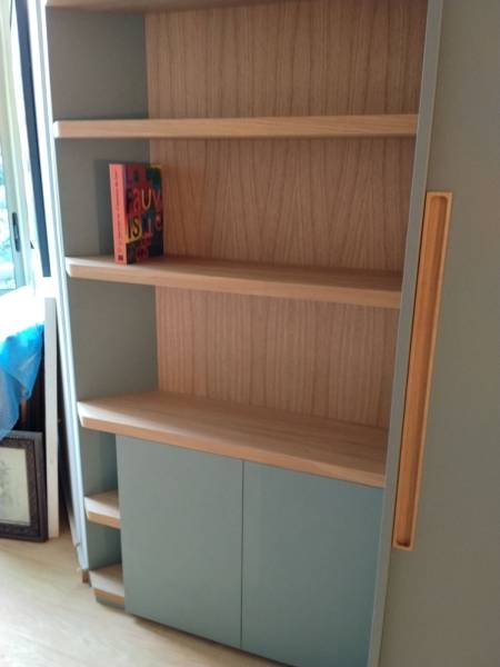 Ensemble bibliothèque sur mesure en placage chêne de fil dans les Alpes Maritimes 06